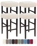 LIULIWEIFA Bar Stool Covers Rectangle Set of 4/2/1 Saddle Bar Stool Covers Slipcover Stool Cushion Covers Stretch Vanity Stool Cover Washable Counter Stool Chair Covers slipcover,Beige,4pcs