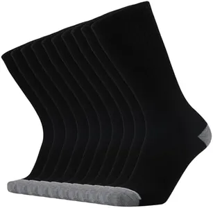 ONKE Cotton Cushion Crew Socks for Men Women Athletics All Seasons Thick Warm Heavy Duty Work Boots Moisture Wicking Control(Black L)