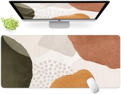 iLeadon Felt Desk Mat, No Bad Smell Felt Mouse Pad with Stitched Edges, Boho Felt Desk Pad Mat, Computer Mats, 3mm Thick 35.4 x 15.7inch Large Mouse Pad, Desk Matt for Desktop, Color Block Green Brown