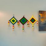 Handicraft Junction set of 3 Handmade Kite Wall Hanging for Home Decor (7-inch, Multicolour)