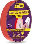 ATack White Double-Sided Mounting Tape Removable, Acrylic, 1-Inch x 450-Inch, Waterproof Indoor and Outdoor Double Sides Two Way Brick Mounting Tape | Heavy-Duty and Industrial-Grade Adhesion