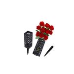 Bocola Grave Artificial Flower Vase for Cemetery Decorations 2 Headstones Fake Floral Holder with Spikes Outdoor Tombstone Markers Memorials