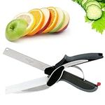 Vicloon Kitchen Scissors, Sharp Kitchen Scissors Multipurpose Utility Stainless Steel Scissor with Cutting Board Built-in, 2-in-1 Kitchen Tool Slicer for Vegetable Fruit Bread Cheese