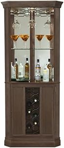 Howard Miller Piedmont IV Corner Bar Cabinet – Locking Bar Cabinet with Bottle Rack, Glass Doors, Stemware Rack, & Wire Brushed Reclaimed-Wood Finish for Corner Drink Storage at Home