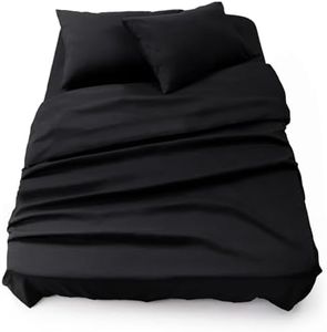 Blumtal Completo lenzuola matrimoniali 3pz - completo letto matrimoniale certificato OEKO-TEX - lenzuolo con angoli 180x200x30cm + lenzuolo 280x275cm + federa cuscino 50x80cm in microfibra - in nero