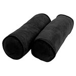 Blazing Needles Corded Microsuede Bolster Pillow, 20" x 8", Black 2 Count
