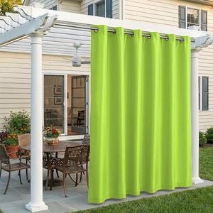 Sunshelf Set of 4 Outdoor Curtains for Patio Waterproof, Breathable Grommet Panels for Porch, Pergola & Gazebo, Light Filtering, Weatherproof, 100W x 84L Inches, Green