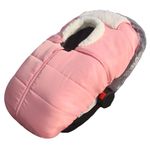 Winter Baby Car Seat Cover - Keep Babies Warm Carseat Bunting Bag Blanket for Newborn Infant Toddler - Cold Weather Insulated Windproof Carrier Canopy for Travel (Pink)