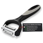 Lantana Potato Peeler + Micro-Serrated Veg Peeler + Julienne Slicer - 3 in 1 for Speed Peeling of Fruit & Vegetable - Black/Grey/Stainless Steel