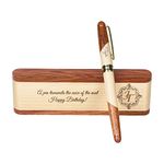 Custom Engraved Wood Pen Set, Executive Pen and Box With Free Personalization, Ballpoint Pen With Case For Gift (C)