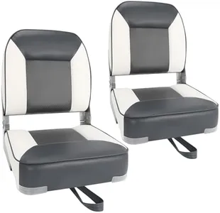 Boat Seats 2 Pack, Skureay Low/High Back Fishing Folding Boat Seat Waterproof Captain Boat Chair，Boatseat 2 Pack Suitable for Jon/Pontoon/Canoe/Bass Tracker Boat seats-UNIQUE Color Design (Gray/White)