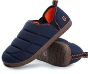 LongBay Men's Outdoor Slippers Memory Foam Camping shoes Nylon Non-Slip Indoor Outdoor Navy Blue, 10