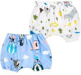 MooMoo Baby Bedwetting Short Pants Diaper Pants for Summer 2 Packs Absorbent Potty Training Pants for Boys and Girls