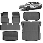 FIILINES Floor Mats for Tesla Model 3 Highland 2024 2025, All Weather TPE Floor Liners and Trunk Mat for Tesla Model 3 Highland Accessories Black (6 PCS)