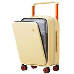 mixi Luggage Wide Handle Luxury Design Rolling Travel Suitcase PC Hardside with Aluminum Frame Spinner Wheels, Lark Yellow, 20-inch