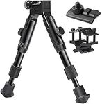 BILLION DUO 3 in 1 Foldable Tactical Rifle Bipod + 20mm Picatinny Mount Adapter + Barrel Clamp Adjustable Height from 6.3" to 6.9" for Outdoor Hunting