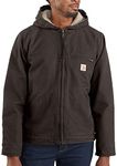 Carhartt Men's Relaxed Fit Washed Duck Sherpa-Lined Jacket, Dark Brown, Medium
