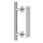 QINAIXQM 24CM Sliding Door Handle Double Sided Barn Door Handle Embedded Invisible Stainless Steel Silvery