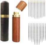 2 PCS Wooden Needle Case with 24 Pieces Self Threading Needles Portable Needle Holder for Sewing/Embroidery/Beading