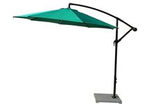 DEVOKO Grand Patio 9 Ft Outdoor Offset Cantilever Umbrella with PVC Base & Crank Handle for Deck, Garden, Terrace, Balcony, Backyard, Restaurant or Poolside Area (Green)