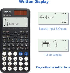 OSALO Scientific Calculator – 417 Functions, 2-Line Display, Solar/Battery, Black