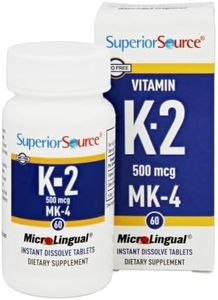 Superior Source Vitamin K2 500 mcg MK-4 - Bone Strength & Health Support Supplement - Vitamin K Supplement Aids Soft Tissue Health & Calcium Absorption - 60 Sublingual Dissolving Tablets