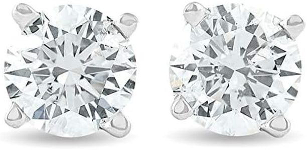 1 1/4Ct Round Brilliant Cut Natural Diamond Studs in 14K Gold Basket Setting, White Gold, white-diamond,
