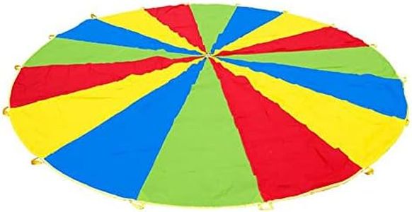 Everfunny Parachute for Kids, Children 210T Rainbow Play Parachute 20ft with 16 Handles for Kids Cooperation Group Play