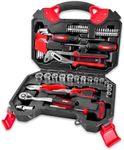 TOPEX 52-Piece Hand Tool Kit Portable Home/Auto Repair Set w/Ratchet Wrench, Pliers, Screwdriver Kits and Storage Case/Mechanic Hand Tool Set Precision Screwdriver Set for Home Repair Maintenance