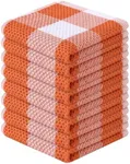 Homaxy 100% Cotton Waffle Weave Check Plaid Dish Cloths, 12 x 12 Inches, Super Soft and Absorbent Dish Towels Quick Drying Dish Rags, 8-Pack, White & Orange