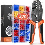 Wire Terminals Crimping Tool Kit with New Handle Design, Preciva AWG20-10 Insulated Ratcheting Crimper Tool with 370 PCS Insulated Wire Connectors