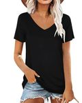 Lime Flare Womens Summer Tshirts V Neck Casual Short Sleeve Tunic Tops Tees (Black,X-Large,X-Large,39.88)