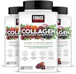 FORCE FACTOR Collagen Boosting Superfoods, Vegan Collagen Booster for Women, With Biotin, Hyaluronic Acid, and Vitamin C, For Hair, Skin, Nails, & Joint Support, Tropical Fruit, 180 Soft Chews, 3-Pack