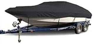 LDIW 10-24FT Waterproof Boat Cover 420D Trailerable Boat Covers, for V-Hull, TRI-Hull, Runabout Boat, Pro-Style Bass Boats, Black,23~24FT×102in