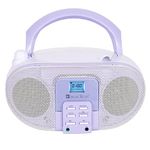 SingingWood GC01 Macarons Series Portable CD Player Boombox with AM FM Stereo Radio Kids CD Player LCD Display, Front Aux-in Port Headphone Jack, Supported AC or Battery Powered -Lavender