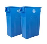 United Solutions Highboy Recycling Container, 23 Gallon, Space Saving Slim Profile and Easy Bag Removal for Indoor or Outdoor use, Recycle Blue