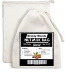 Breezy Blends Cotton Drawstring Nut Milk Bag Unbleached (10x12 inch, White) - 2 Piece