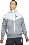 Nike Men's Sportswear Windrunner Hooded Jacket, Smoke Grey/White/Black, Large