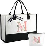 Ini-tial Can-vas Tote Bag w Makeup 