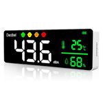 Decibel Meter Wall Hanging Sound Level Meter 11in Large LED Display +Time + Humidity + Temperature; 4 in 1 Decibel Meter 30-130dB Rang DB Meter & SPL Meter Wide Applications for Home, Studio