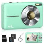 Lecran 1080p kids Digital Camera with 32Gb Card,2 Batteries,Lanyard,16X Zoom,Anti Shake,44Mp Compact Portable Small Point And Shoot Cameras For Kids Children Teens Girl Boy(Light Green)