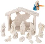 Zubebe 12 Pcs DIY Christmas Nativity Character Ornaments Ready to Paint Mini Jesus Figures Mini Paintable Nativity Figurines Nativity Set Christ Birth of Jesus Nativity Scene Decoration