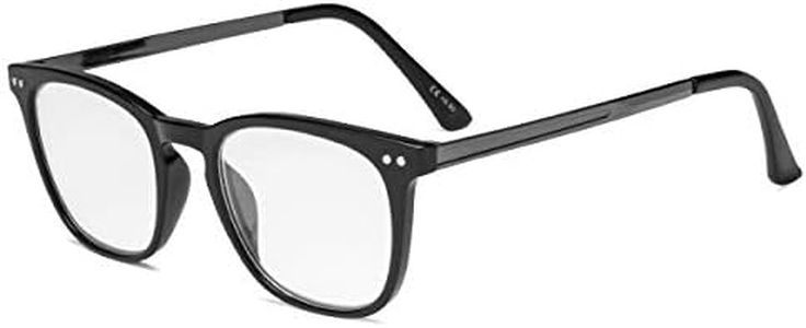 Eyekepper Readers Retro Square Plastic Frame Metal Arms Reading Glasses Black +1.5