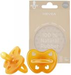 HEVEA Natural Rubber Pacifier 2-Pack, Plant Based, Plastic-Free, Eco-Friendly, BPA-Free & Approved for Food Contact (0-3 Months Symmetrical Teat Shape) (0-3 Months, Natural)