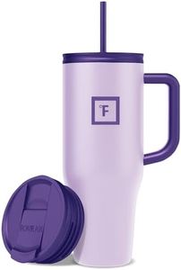 IRON FLASK Co-Pilot Insulated Mug w/Straw & Flip Cap Lids - Cup Holder Bottle for Hot, Cold Drink - Leak-Proof - Water, Coffee Portable Travel Mug - Lavender Bliss, 40 Oz