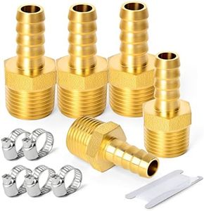 ERGAOBOY Pack of 5 14 mm OD Barb to 1/2 Inch BSP Plug, Brass Hose Nozzle Compression Fittings