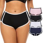 Mordlanka Women Boyshorts Underwear Cotton Panties Stretch Boxer Brief, Pink+Black+White+Blue, Medium