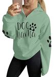 Dog Mom Sweatshirts Women Mama Sweatshirts Dog Paw Sweatshirt Long Sleeve Shirt Funny Mom Letter Print Pullover Blouse, Green-f, X-Large
