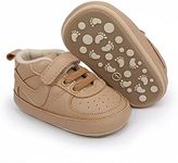 Clowora Unsex Baby Shoes Boys Girls Infant Sneakers Non-Slip Soft Rubber Sole Toddler Crib First Walker Lightweight Shoes(A02/Khaki,3-6 Months)