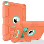 iPad Air 2 Case, BENTOBEN [Hybrid Shockproof Case] with Kickstand Rugged Triple-Layer Shock Resistant Drop Proof Case Cover for iPad Air 2 with Retina Display/iPad 6, Orange/Green